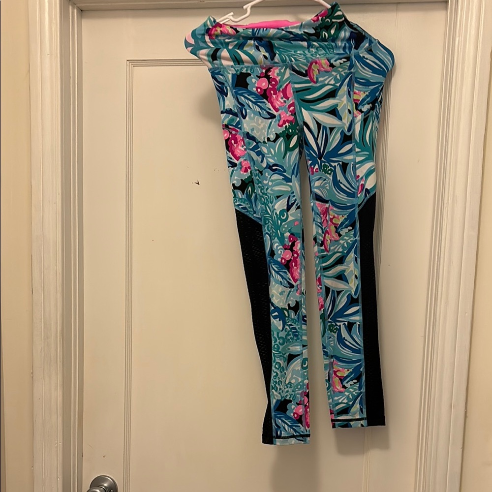 Lilly Pulitzer Tropical Floral Leggings - Blue, Pink, and Green